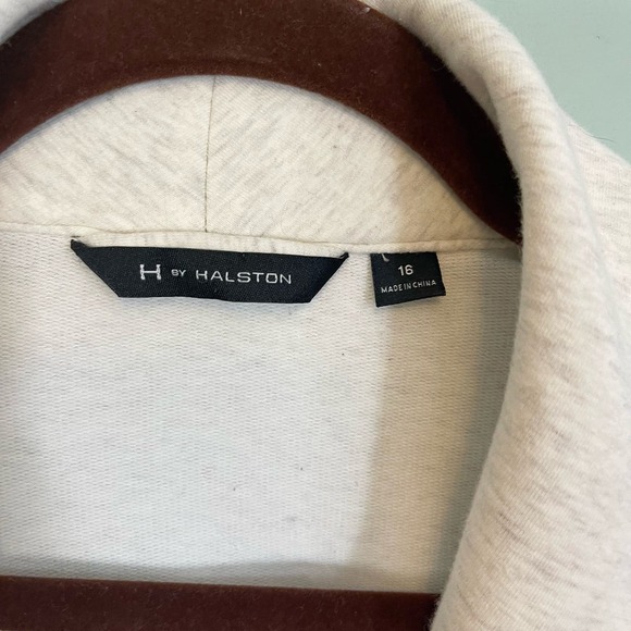 H BY HALSTON Jacket Womens 16 Plus Rib Knit Moto Rider Stretch Cotton Blend Tan - Picture 7 of 8